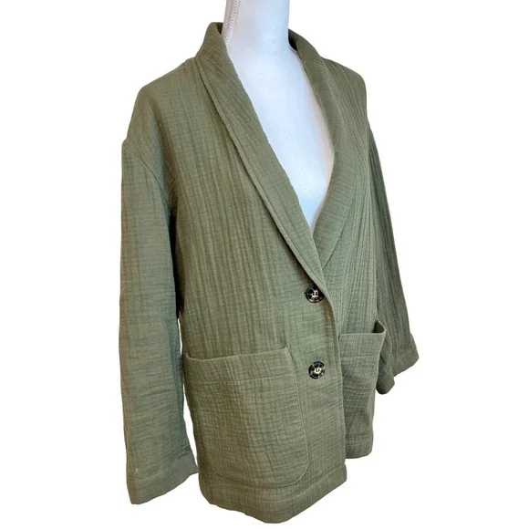 MADEWELL Green Dorset Casual Blazer Jacket Sz M Office Work Lagenlook Lightspun - Picture 5 of 13
